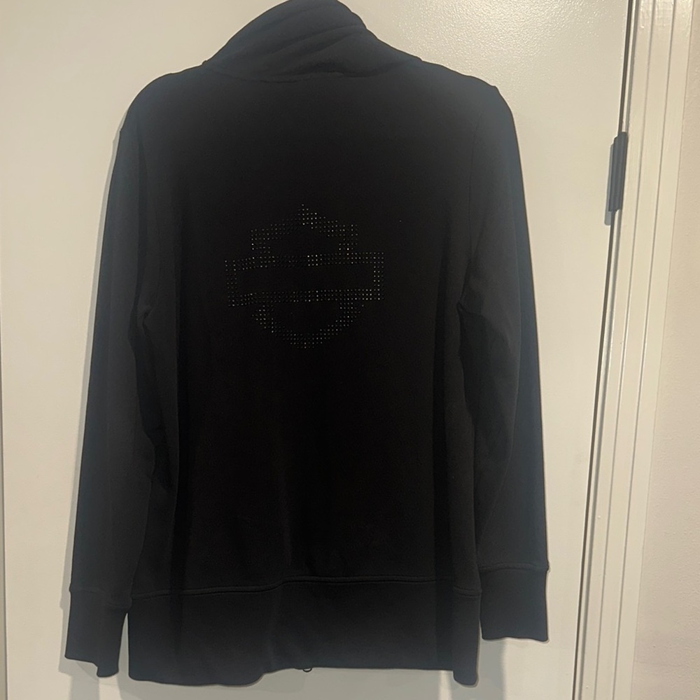 Black Hoodie with Rhinestone Design